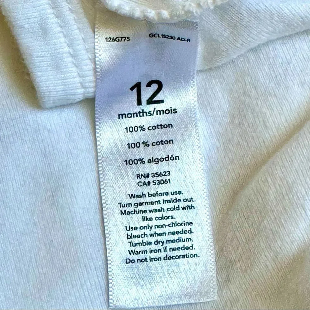Carter’s Baby Short Sleeve Women With Vision White & Black Onesie. 12 Months.